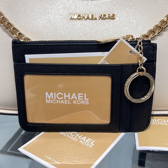 MICHAEL KORS SMALL TOP ZIP COINPOUCH WITH ID CARD CASE WALLET 
COLOR: BLACK 
NWT - Picture 9 of 16